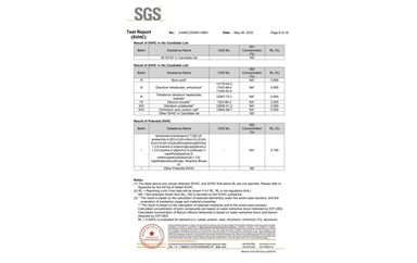 環(huán)保測試報(bào)告 SVHC CANEC25009119801